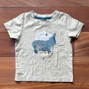 Tea Collection Beige Tee with Blue Hippo 2T